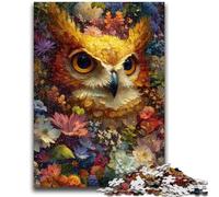 Puzzle 1000 pièces pour Adultes et Adolescents Puzzle Hibou doré pour Adolescents, Jeu Familial Anti-Stress, défi Difficile, adapté aux Couples (75x50cm)