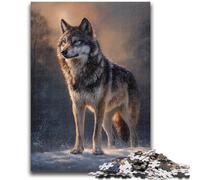 Puzzle 1000 pièces pour Adultes et Adolescents Puzzle Loup Debout dans la Neige pour Adolescents, idéal comme Cadeau pour Toute la Famille à partir de 14 Ans (75x50cm)