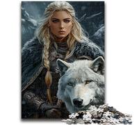 Puzzle 1000 pièces pour Adultes et Adolescents Puzzle Loup et Femme pour Adultes Relax Games est Un pour Toute la Famille (38x26cm)