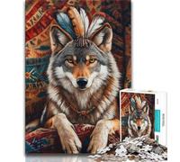 Puzzle 1000 pièces pour Adultes et Adolescents, Puzzle Loup Indien pour Adolescents, Jeu éducatif, défi, Cadeau d'anniversaire, décoration Murale (Taille 75x50cm)