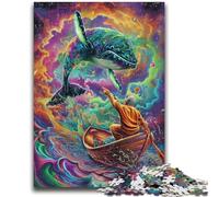 Puzzle 1000 pièces pour Adultes et Adolescents Puzzle psychédélique Baleine 1000 pièces, avec Affiche et fiche de Questions-réponses pour Les 14 Ans et Plus (50x75cm)
