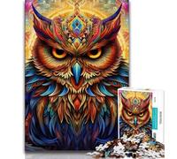 Puzzle 1000 pièces pour Adultes et Adolescents Puzzle psychédélique en Forme de Hibou pour Adolescents, idéal pour la décoration de Bureau (Taille 38x26cm)