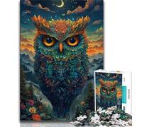 Puzzle 1000 pièces pour Adultes et Adolescents Puzzle psychédélique Hibou dans Les Montagnes, 1000 pièces, Jeu éducatif pour Anniversaire, Noël, à partir de 14 Ans (Taille 75x50cm)