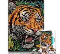 Puzzle 1000 pièces pour Adultes et Adolescents Puzzle Tigre mystérieux de 1000 pièces, Interaction Parent-Enfant intéressante pour réduire Le Stress (Taille 38x26cm)