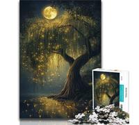 Puzzle 1000 pièces pour Adultes et Adolescents Puzzle Willow Tree Under The Moon pour Adolescents idéal comme Cadeau pour Toute la Famille à partir de 14 Ans 26x38cm