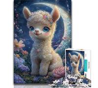 Puzzle 1000 pièces pour Adultes et Adolescents Puzzles Alpaga Fleur pour Adultes Relax Games est Un pour Toute la Famille (Taille 38x26cm)