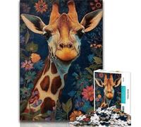 Puzzle 1000 pièces pour Adultes et Adolescents, Puzzles Animaux girafes, avec Affiche et fiche de Questions-réponses pour Les 14 Ans et Plus (Taille 38x26cm)