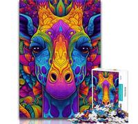 Puzzle 1000 pièces pour Adultes et Adolescents, Puzzles Animaux girafes, avec Affiche et fiche de Questions-réponses pour Les 14 Ans et Plus (Taille 38x26cm)