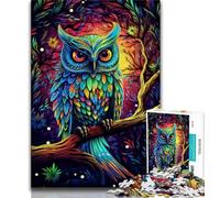 Puzzle 1000 pièces pour Adultes et Adolescents Puzzles Animaux hiboux colorés pour Adolescents Casse-tête - Cadeau d'anniversaire pour Homme 26x38cm