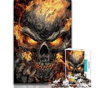 Puzzle 1000 pièces pour Adultes et Adolescents Puzzles crâne de Flamme pour Adultes, Cadeaux d'anniversaire Uniques pour Les Enfants de 14 Ans et Plus (Taille 38x26cm)