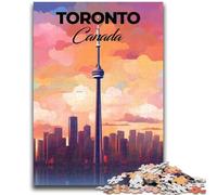 Puzzle 1000 pièces pour Adultes et Adolescents Puzzles d'affiches de Voyage à Toronto pour Adolescents, avec Affiche Assortie et fiche de Questions pour Les 14 Ans et Plus (50x75cm)
