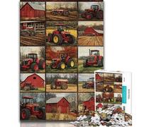 Puzzle 1000 pièces pour Adultes et Adolescents Puzzles de Collage de tracteurs Rouges pour Adultes Un pour Toute la Famille (Taille 75x50cm)
