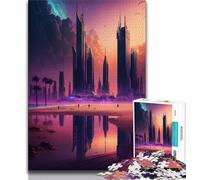 Puzzle 1000 pièces pour Adultes et Adolescents Puzzles de Construction de Villes futuristes pour Adultes Relax Games est Un pour Toute la Famille (Taille 75x50cm)