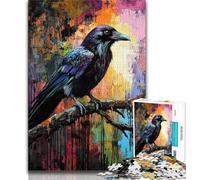 Puzzle 1000 pièces pour Adultes et Adolescents Puzzles de Peinture à l'huile de Corbeau pour Adolescents Casse-tête - Cadeau d'anniversaire pour Homme 75x50cm