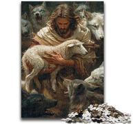 Puzzle 1000 pièces pour Adultes et Adolescents, Puzzles Moutons et Jésus pour Adultes Relax Games est Un pour Toute la Famille (50x75cm)
