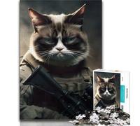 Puzzle 1000 pièces pour Adultes et Adolescents Puzzles Portraits de Chats Grincheux pour Adultes, Cadeaux d'anniversaire Uniques pour Les Enfants de 14 Ans et Plus (Taille 38x26cm)