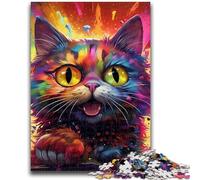 Puzzle 1000 pièces pour Adultes et Adolescents, Puzzles psychédéliques Animaux Chats, Jeux éducatifs, décoration d'intérieur, adapté à la décoration de Bureau (75x50cm)