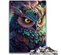 Puzzle 1000 pièces pour Adultes et Adolescents Puzzles psychédéliques en Forme de Hibou pour Adolescents, avec Affiche et fiche de Questions-réponses pour Les 14 Ans et Plus (50x75cm)