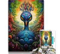 Puzzle 1000 pièces pour Adultes et Adolescents Puzzles psychédéliques Paon pour Adultes Apprentissage éducatif pour Toute la Famille (Taille 38x26cm)