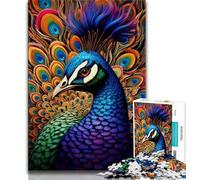 Puzzle 1000 pièces pour Adultes et Adolescents Puzzles psychédéliques Paon pour Adultes, pour Un Jeu Stimulant et Familial (Taille 75x50cm)