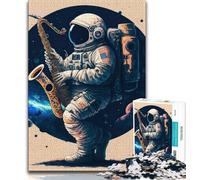 Puzzle 1000 pièces pour Adultes et Adolescents Puzzles Saxophone Astronaute pour Adultes Relax Games est Un pour Toute la Famille (Taille 38x26cm)