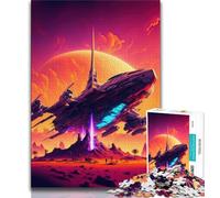 Puzzle 1000 pièces pour Adultes et Adolescents Puzzles Vaisseau Spatial Coucher de Soleil pour Adultes Relax Games est Un pour Toute la Famille (Taille 38x26cm)