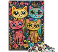 Puzzle 1000 pièces pour Adultes et Adolescents, Quatre Chats, Divertissement Familial, Jeu éducatif pour Anniversaire et Noël, à partir de 14 Ans, 50x75cm