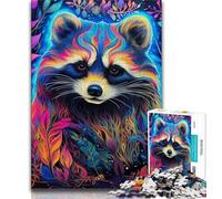 Puzzle 1000 pièces pour Adultes et Adolescents, Raton Laveur Animal psychédélique, Aide Le Cerveau à exercer, Jouets addictifs pour cultiver la Patience, décoration Parfaite 50x75cm