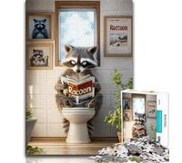 Puzzle 1000 pièces pour Adultes et Adolescents Raton Laveur Assis sur Les Toilettes, Jeux Amusants en Famille, activités Amusantes à la Maison, Cadeau d'anniversaire, Cadeaux de Voyage (38x26cm)