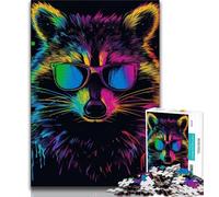 Puzzle 1000 pièces pour Adultes et Adolescents Raton Laveur avec Casque Puzzles pour Adolescents, Jeux Amusants Chaque pièce est Unique - Jeu Familial Stimulant et Amusant (Taille 38x26cm)