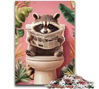 Puzzle 1000 pièces pour Adultes et Adolescents Raton Laveur dans Les Toilettes, Jeux éducatifs, Jouets à Faire soi-même, Superbes Cadeaux et Jouets 50x75cm