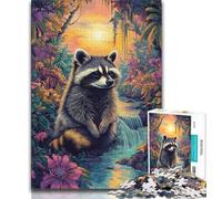 Puzzle 1000 pièces pour Adultes et Adolescents Raton Laveur de la forêt, Difficile à réaliser mais Amusant et Humoristique, Cadeau d'anniversaire, Cadeaux, Art Mural 75x50cm