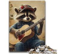 Puzzle 1000 pièces pour Adultes et Adolescents Raton Laveur Jouant de la Guitare Puzzle pour Adolescents Un Jeu Stimulant, idéal comme Cadeau pour Toute la Famille (75x50cm)