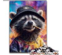 Puzzle 1000 pièces pour Adultes et Adolescents Raton Laveur Portant Un Chapeau, à partir de 14 Ans Décoration d'intérieur comme Cadeau pour Toute la Famille et Les Amis (Taille 26x38cm)