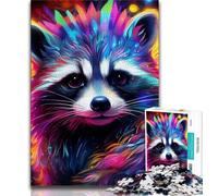 Puzzle 1000 pièces pour Adultes et Adolescents, Raton Laveur psychédélique, Jeu éducatif, défi, Cadeau d'anniversaire, décoration Murale, 38x26cm