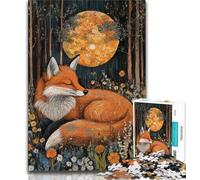 Puzzle 1000 pièces pour Adultes et Adolescents, Renard Artistique, défi d'intelligence cérébrale, Jouets addictifs, Cadeau d'anniversaire, décoration Murale 75x50cm