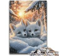 Puzzle 1000 pièces pour Adultes et Adolescents Renard Blanc endormi Soulagement du Stress Staycation Tuer Le Temps Liste de souhaits avec Père Noël 26x38cm