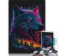 Puzzle 1000 pièces pour adultes et adolescents Renard Néon Puzzle 1000 pièces,jeux d'activités familiales stimulants,jouet à faire soi-même pour décoration murale de la maison,cadeaux (taille 38x26cm)