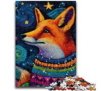 Puzzle 1000 pièces pour Adultes et Adolescents, Renard Portant Un Foulard, Jeu éducatif pour Anniversaire et Noël, à partir de 14 Ans, 50x75cm