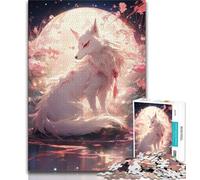 Puzzle 1000 pièces pour Adultes et Adolescents Renard sous la Lune Jeu éducatif Classique Belle décoration 38x26cm