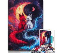 Puzzle 1000 pièces pour Adultes et Adolescents Renard sous la Lune, Jouets éducatifs, Jeux Anti-Stress, Cadeaux d'anniversaire Uniques (75x50cm)