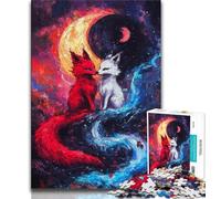 Puzzle 1000 pièces pour Adultes et Adolescents Renard sous la Lune, Puzzle 1000 pièces, Cadeau d'anniversaire, décoration Murale pour Les 14 Ans et Plus (Taille 75x50cm)