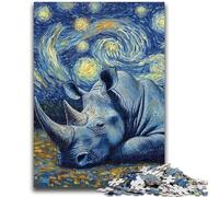 Puzzle 1000 pièces pour Adultes et Adolescents Rhino Starry Sky Staycation Kill Time avec pièces entièrement emboîtables de Formes aléatoires 50x75cm