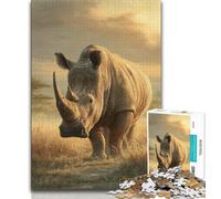 Puzzle 1000 pièces pour Adultes et Adolescents Rhinocéros, Jeux éducatifs, décoration d'intérieur, Jeu éducatif pour Anniversaire, Noël (38x26cm)