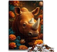 Puzzle 1000 pièces pour Adultes et Adolescents Rhinocéros mystérieux, à partir de 14 Ans, décoration d'intérieur, Cadeau pour Toute la Famille et Les Amis 26x38cm