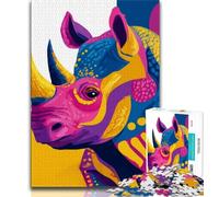 Puzzle 1000 pièces pour Adultes et Adolescents Rhinocéros mystérieux, Jouets éducatifs et éducatifs pour la Famille, idéal pour la décoration de Bureau (75x50cm)