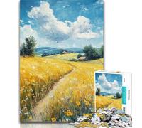 Puzzle 1000 pièces pour Adultes et Adolescents Rizières dorées, idée Cadeau d'anniversaire pour Adultes, Jeu Familial et Passe-Temps 50x75cm