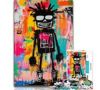 Puzzle 1000 pièces pour Adultes et Adolescents, Robot de Style Basquiat, Anti-Stress, pour Passer des Vacances à la Maison, avec Affiche et fiche de Questions-réponses Assorties (38x26cm)