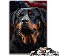 Puzzle 1000 pièces pour Adultes et Adolescents Rottweiler Drapeau USA Difficile à réaliser, mais Amusant et Humoristique Cadeau d'anniversaire, Cadeaux, décoration Murale 50x75cm