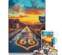 Puzzle 1000 pièces pour Adultes et Adolescents Route 66, Difficile à réaliser mais Amusant et Humoristique, Cadeau d'anniversaire, Cadeaux, décoration Murale 50x75cm